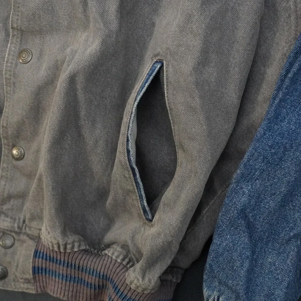 Vintage International Denim GATX Bomber Jacket Mens XL Grey Blue Two Tone Canada